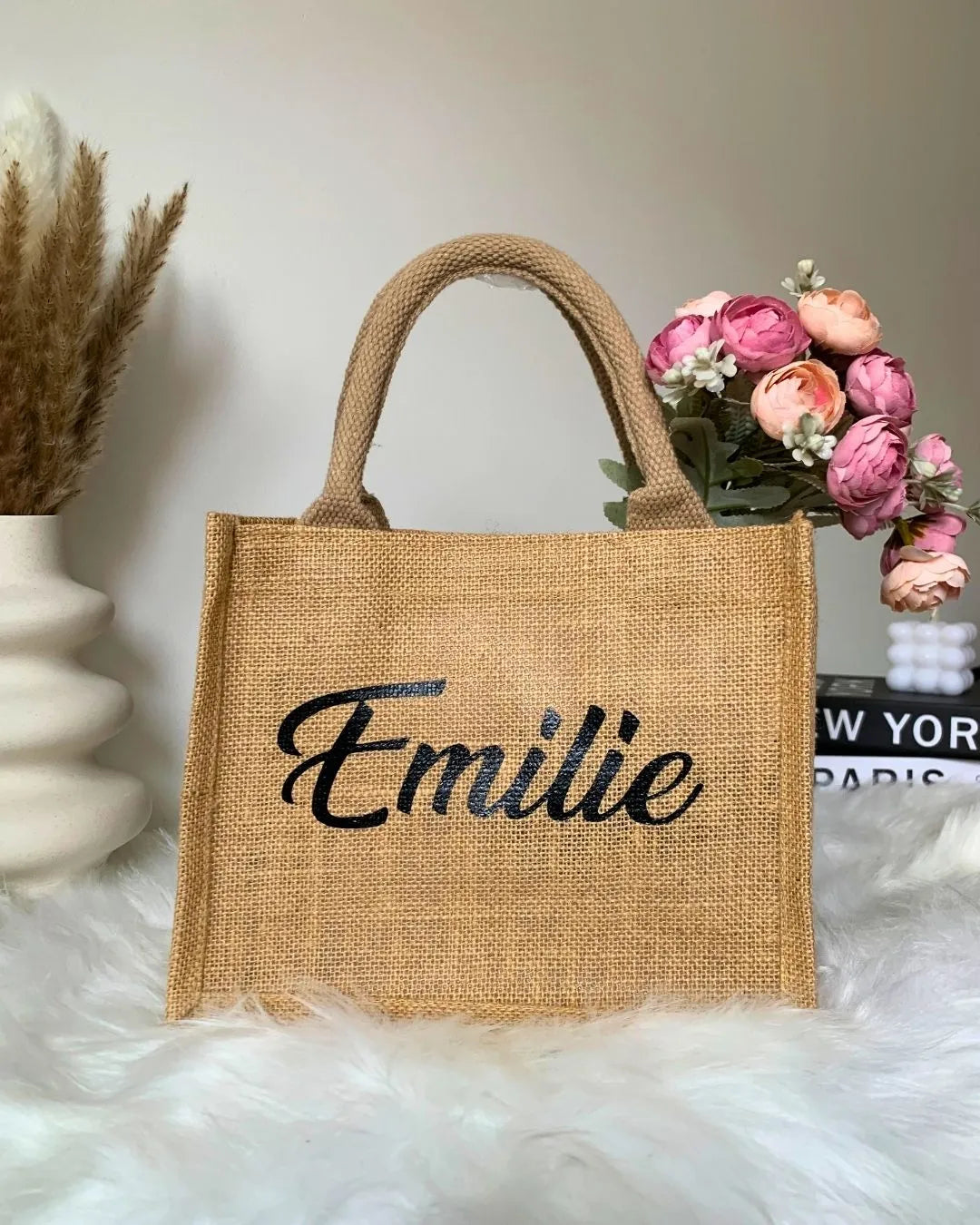 Petit sac en toile de jute personnalisé Prénom